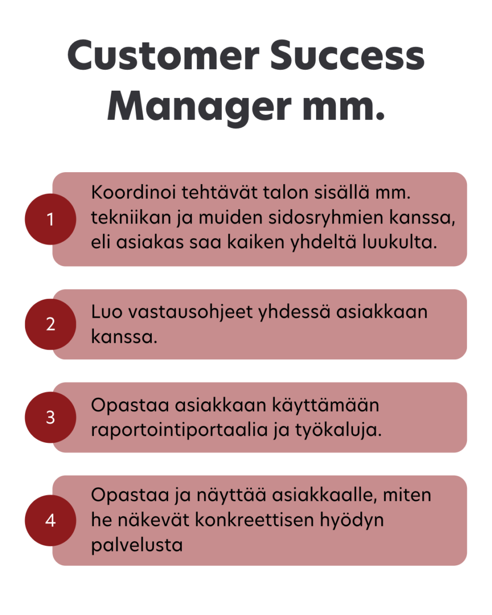 Customer Success Manager tehtävät